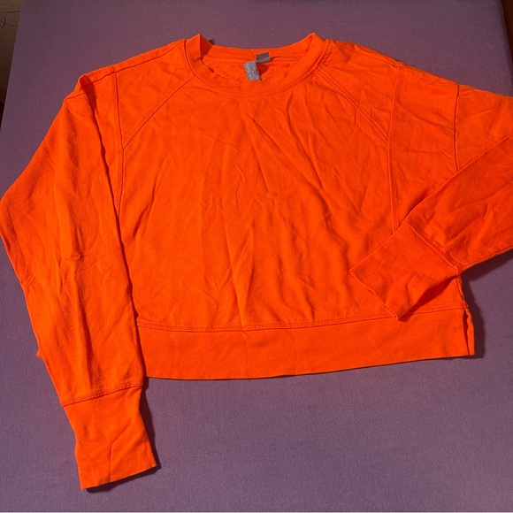 Sweaty Betty Tops - Sweaty Betty After Class Crop Sweatshirt Orange - Size Medium - Cropped Pullover